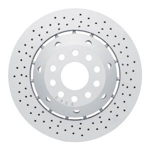 Audi RS6 Brake Rotor (1) - Left Rear - R1 Concepts - Drilled Carbon Alloy GeoMET - `03-`04